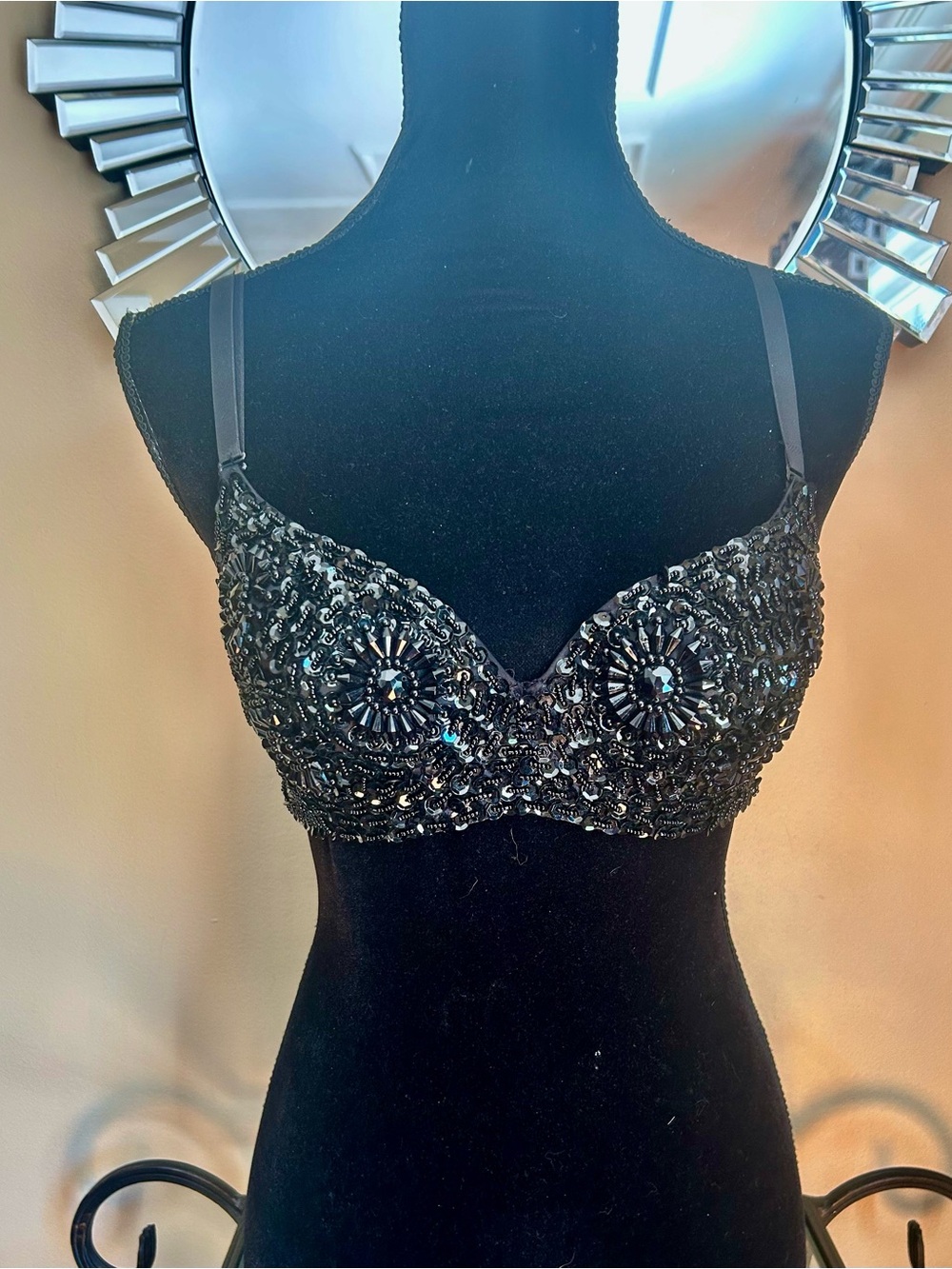Black Beaded Underwire Bra